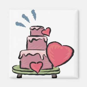 Wedding Cake Hearts Magnet