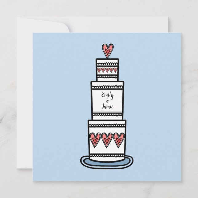 Wedding Cake Illustration Wedding Invitation (Front)