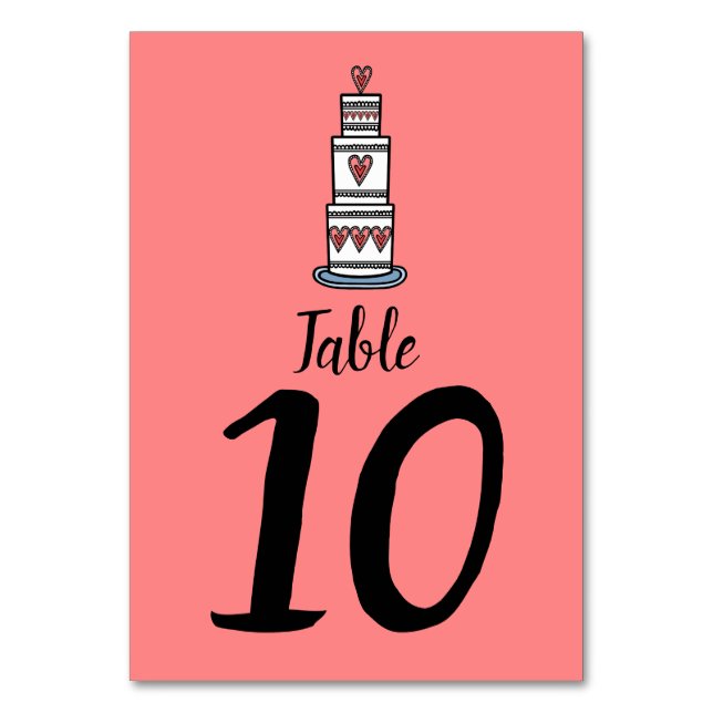 Wedding Cake Illustration Wedding Table Number (Front)