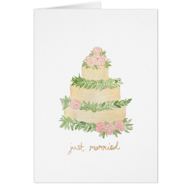 wedding cake just married card (Front)