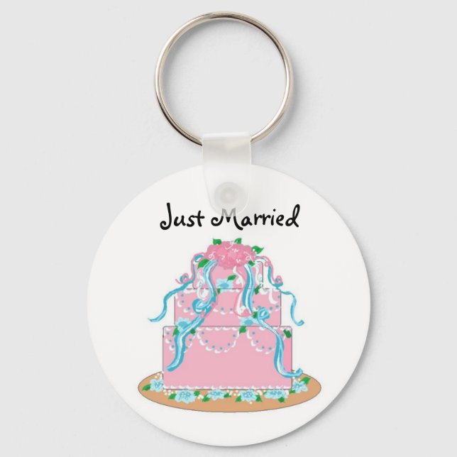 Wedding Cake Just Married Keychain (Front)