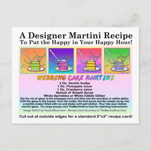 Wedding Cake Martini Recipe Card Postcard (Front)