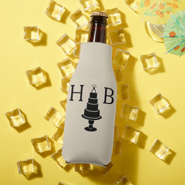 Wedding Cake Monogram Bottle Cooler (In Situ Summer)