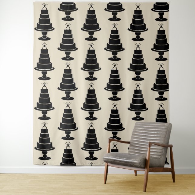 Wedding Cake Photo Backdrop Tapestry (In Situ)
