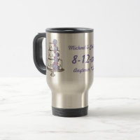 Wedding Cake Purple Roses Personalized Bride Groom