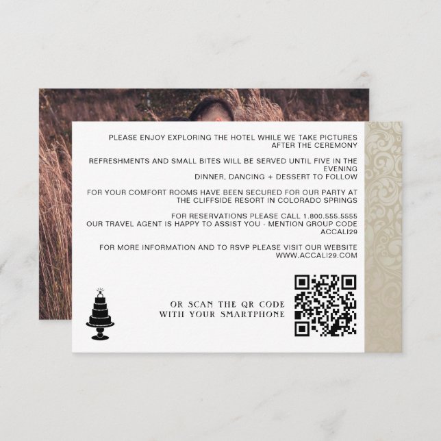 Wedding Cake QR Code Enclosure Card (Front/Back)