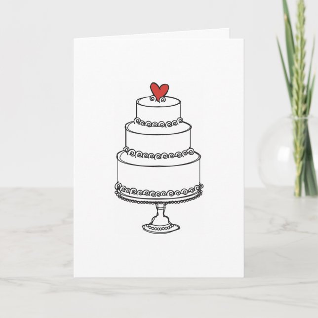 Wedding Cake Sketch - Plain Card (Front)