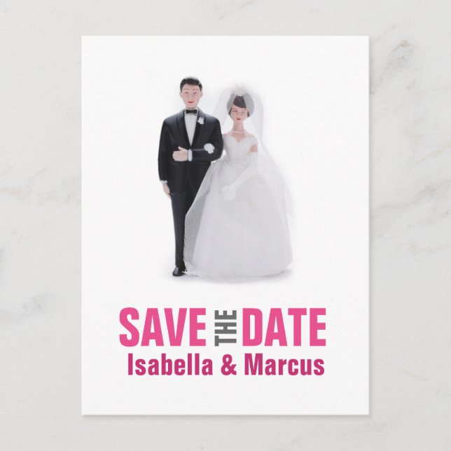 Wedding Cake Topper Save the Date Postcard (Front)