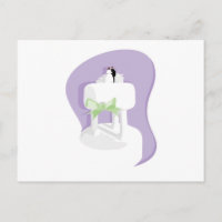 Wedding Cake with Lavender Background and Green Bo