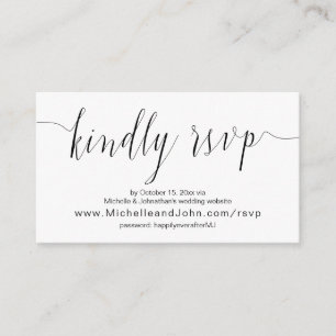 Wedding Calligraphy, Black Script, Dinner RSVP Enclosure Card