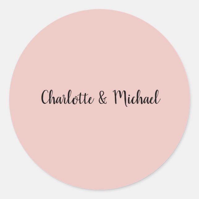 Wedding Calligraphy Elegant Rose Gold Plain Name Classic Round Sticker (Front)