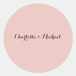 Wedding Calligraphy Elegant Rose Gold Plain Name Classic Round Sticker