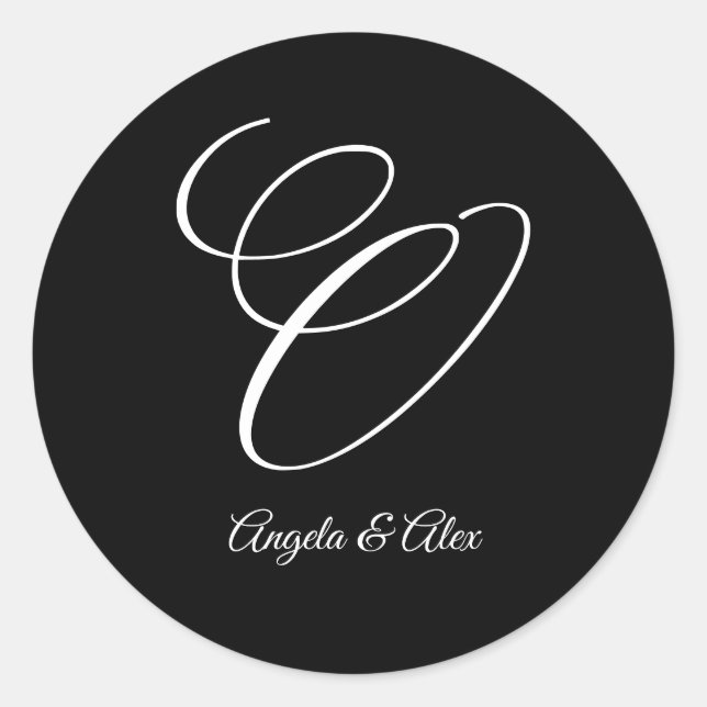 Wedding Calligraphy Fancy Letter O Monogram Classic Round Sticker (Front)