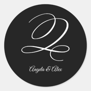 Wedding Calligraphy Fancy Letter Q Monogram Classic Round Sticker