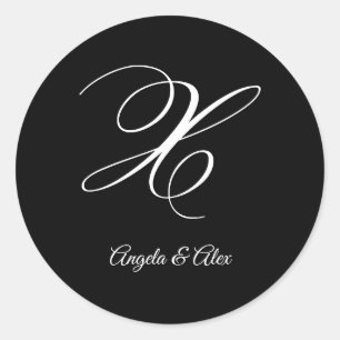 Wedding Calligraphy Fancy Letter X Monogram Classic Round Sticker