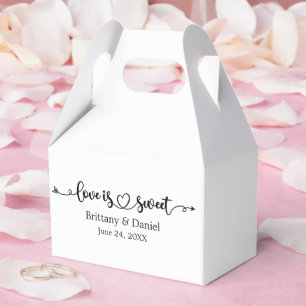 Wedding Calligraphy Heart Love Is Sweet Candy Favor Box