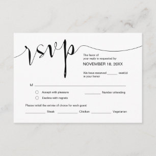 Wedding Calligraphy, Simple Black Script, RSVP Enclosure Card