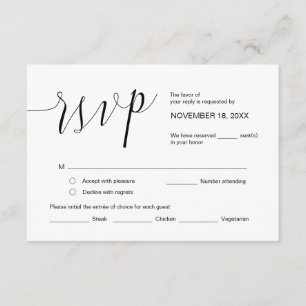 Wedding Calligraphy, Simple Black Script, RSVP Enclosure Card