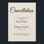 Wedding Cancellation Announcement Cream Card<br><div class="desc">Here's a simple card to notify your guests if it's become necessary to announce that your wedding has been called off. Use the template fields to add your personal details and make this elegant, minimalist design your own. The cream background can be changed to any colour you prefer. All fonts...</div>