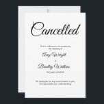 Wedding Cancelled Announcement Elegant Card<br><div class="desc">Here's a simple card to notify your guests if it's become necessary to announce that your wedding has been called off. Use the template fields to add your personal details and make this elegant, minimalist design your own. The white background can be changed to any colour you prefer. All fonts...</div>