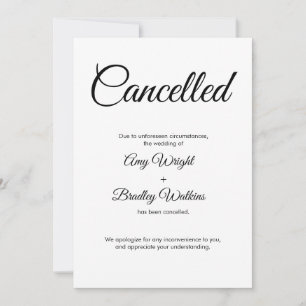 Wedding Cancelled Announcement Elegant Card