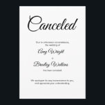 Wedding Cancelled Announcement Elegant Card<br><div class="desc">Here's a simple card to notify your guests if it's become necessary to announce that your wedding has been called off. Use the template fields to add your personal details and make this elegant, minimalist design your own. The white background can be changed to any colour you prefer. All fonts...</div>