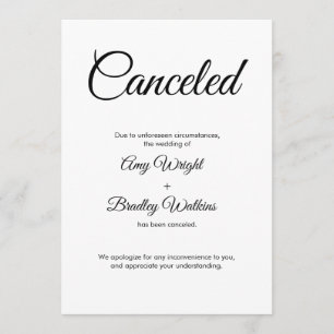 Wedding Cancelled Announcement Elegant Card