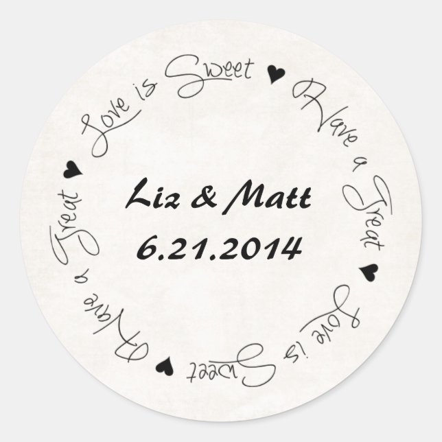 Wedding Candy Party Favour Sticker (Front)
