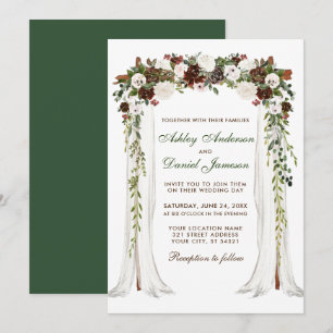 Wedding Canopy Green Watercolor Forest Floral Invitation