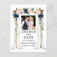 Wedding Canopy Pink Blue Floral Change The Date