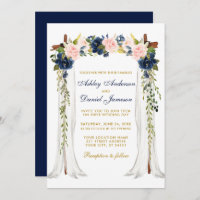 Wedding Canopy Watercolor Floral Pink Blue Gold