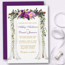 Wedding Canopy Watercolor Purple Floral Gold