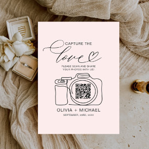Wedding Capture The Love Blush Pink QR Code Photo Enclosure Card