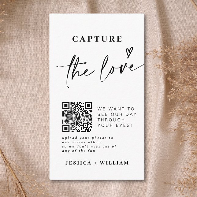 Wedding Capture The Love | Photo Sharing QR Code Enclosure Card (Creator Uploaded)