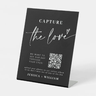Wedding Capture The Love Photo Sharing QR Code Pedestal Sign