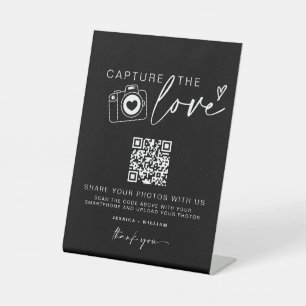 Wedding Capture The Love Photo Sharing QR Code Pedestal Sign