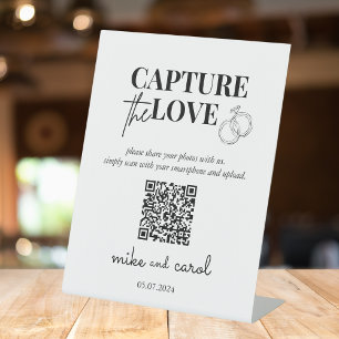 Wedding Capture The Love   Photo Sharing QR Code Pedestal Sign