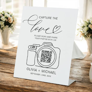 Wedding Capture The Love QR Code Photo Share  Pedestal Sign