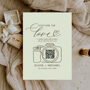 Wedding Capture The Love Sage Green QR Code Photo Enclosure Card