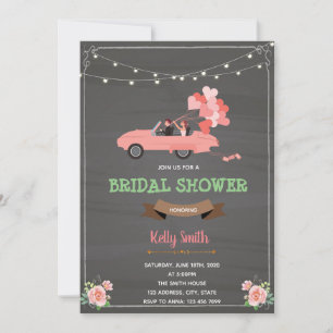 Wedding car bridal shower invitation