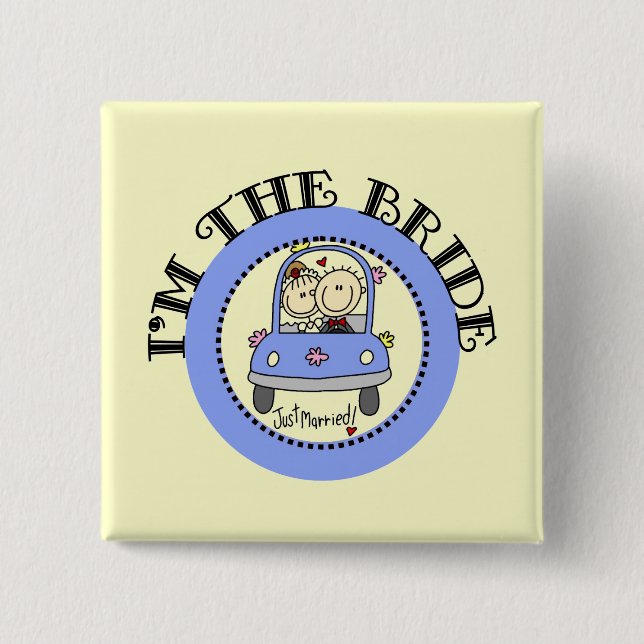 Wedding Car Bride 2 Inch Square Button (Front)