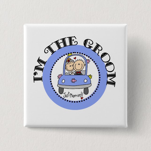 Wedding Car Groom 2 Inch Square Button (Front)