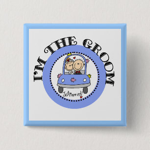 Wedding Car Groom 2 Inch Square Button