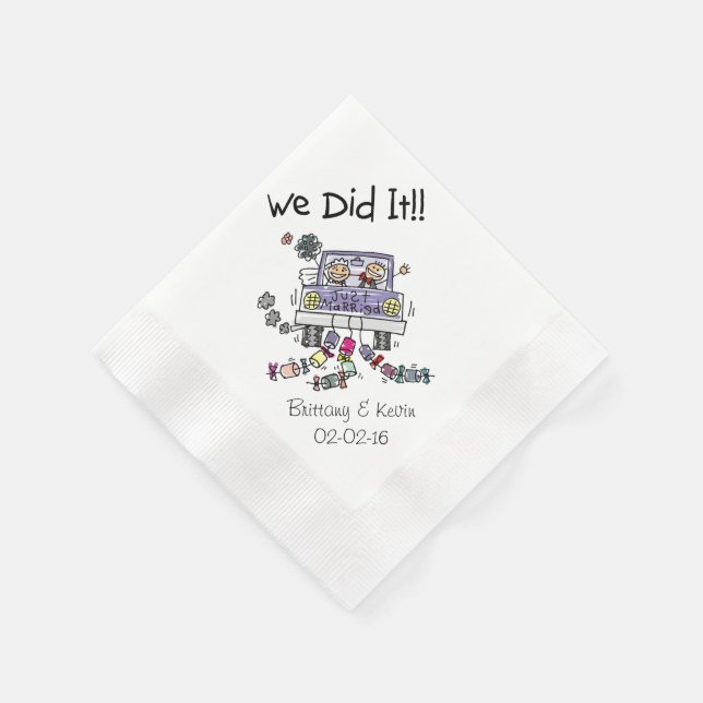 Wedding Car We Did It Personalized Paper  Napkins (Corner)