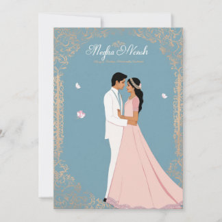 wedding card design, simple and elegant, couple na