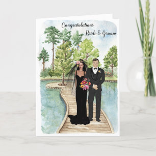Wedding Card for Bride and Groom in Black
