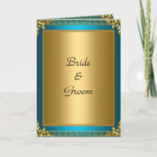 Wedding Card Invitation Gold Teal