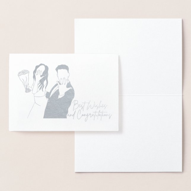 Wedding Card, Minimalist, Bride, Groom, Blank Foil Card (Display)