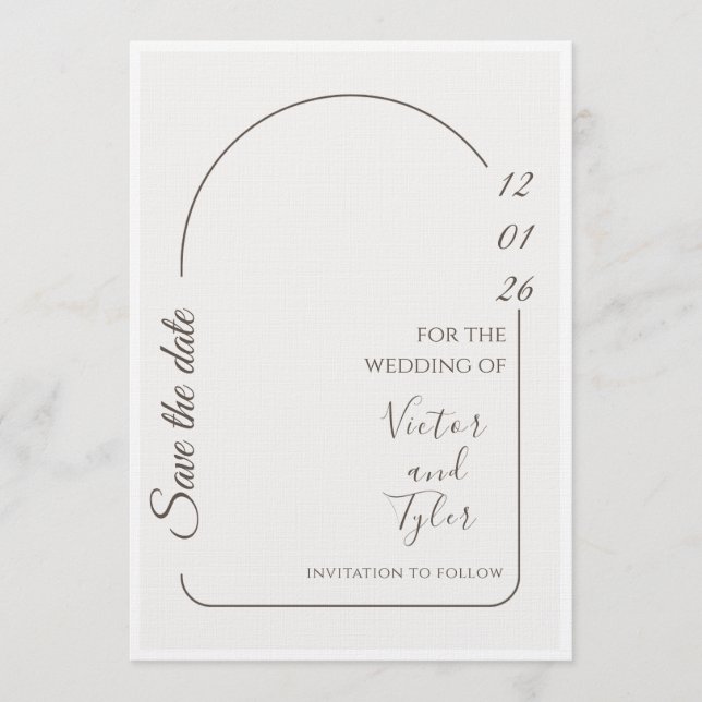 Wedding Card – Modern Minimal Save The Date Arch  (Front)