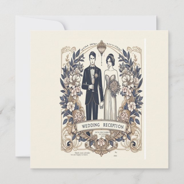 wedding card retro blacl and white (Front)
